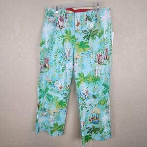 Central Falls Vintage Beach Print Cropped Pants Size 2 NOS (4977)